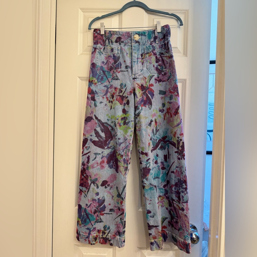 Anthropologie Maeve Denim Collette cropped Wide-Leg jeans in size 26